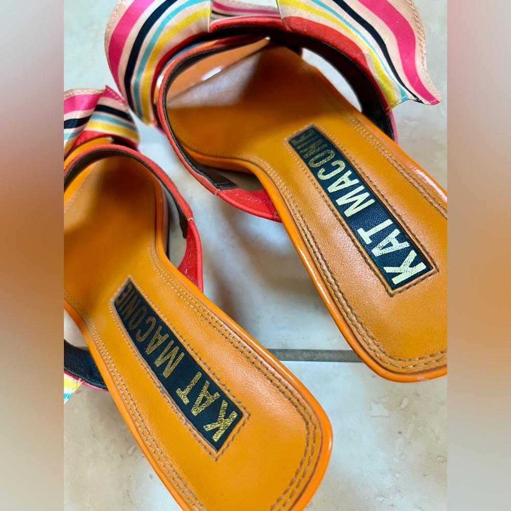 Kat Maconie Desiree “Dragonfruit Stripes” Ruffle Mule Sandals – US 9 - Picture 5 of 12